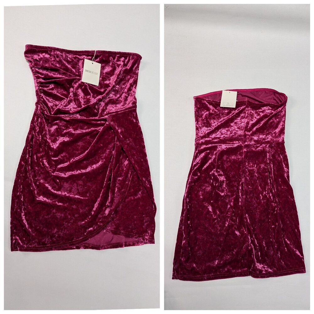 Dress Decode NWT‎ Large Carta Pink Velvet Strapless Mini Dress